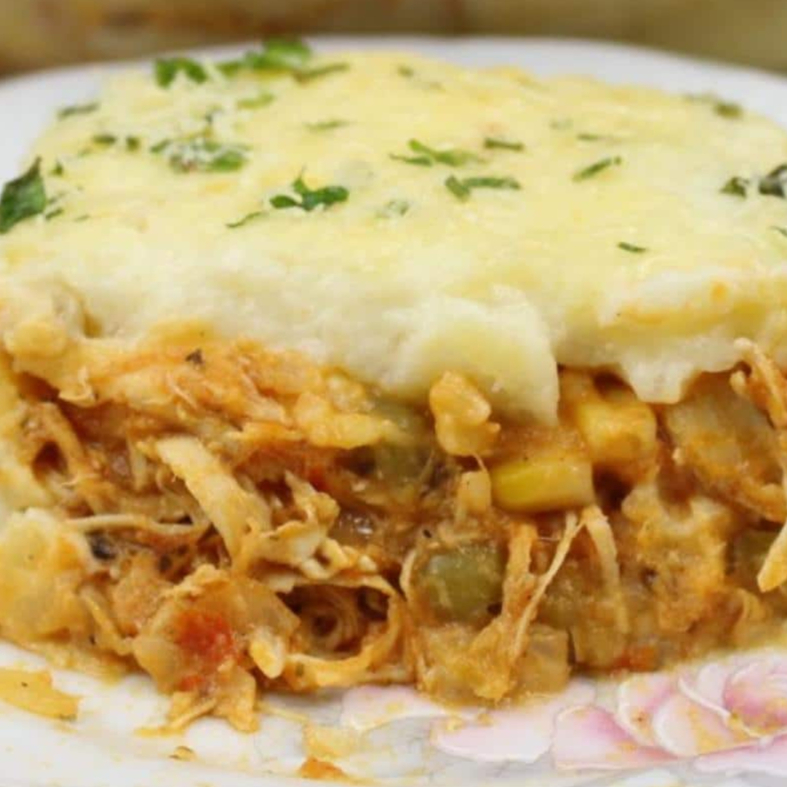 frango, creme de milho, batata.