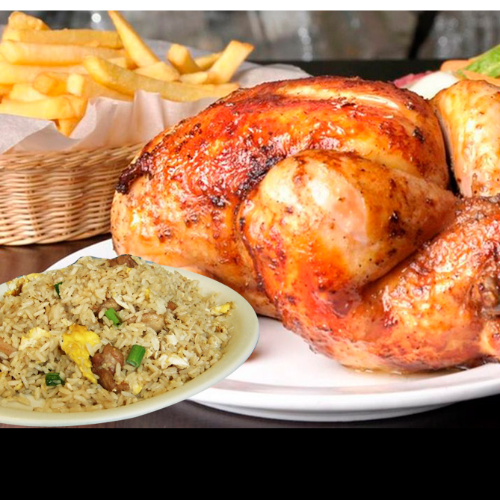 1/2 Pollo con Chaufa y Papa Amarilla