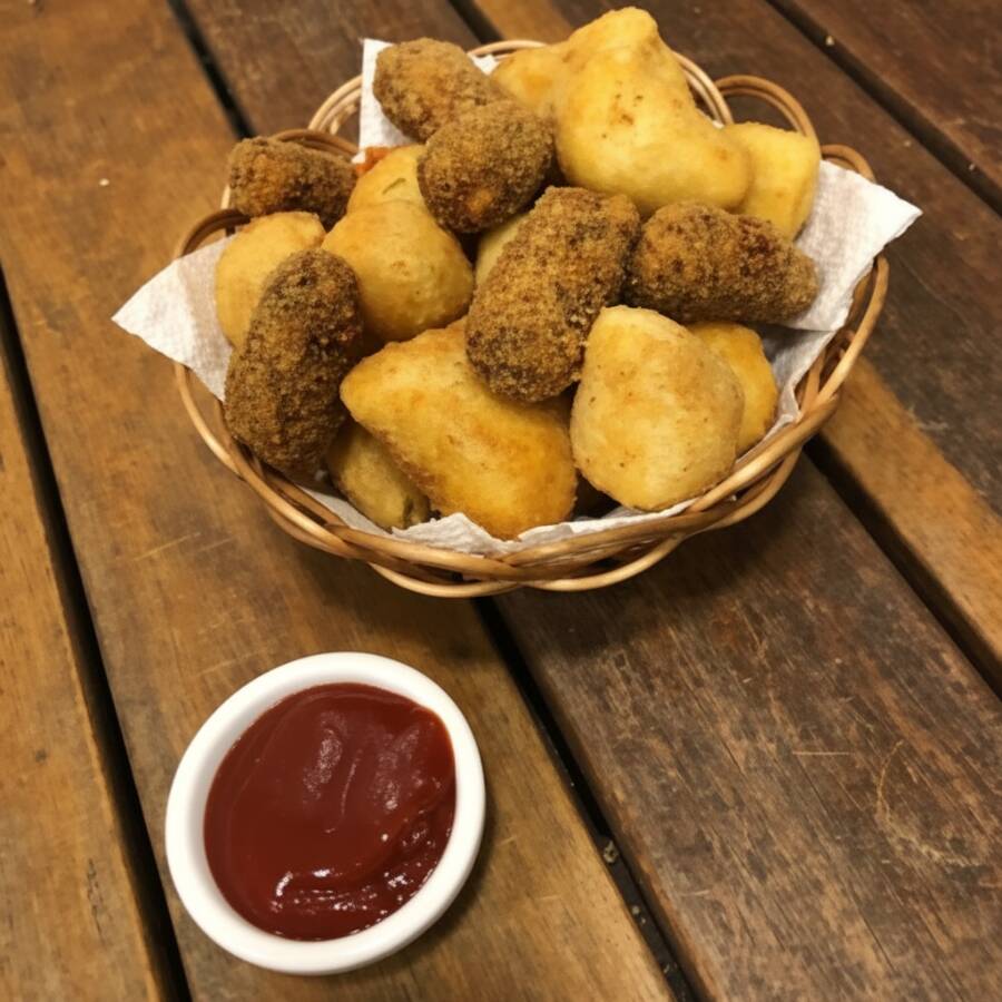 50 salgados fritos na hora.