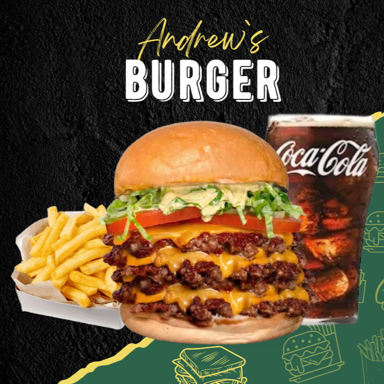 Hamburguesa Triple + papas + coca cola