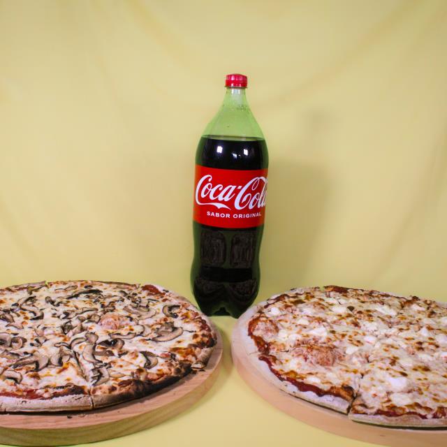 2 PIZZAS TRADICIONALES GRANDES Y 1 REFRESCOS 2LT