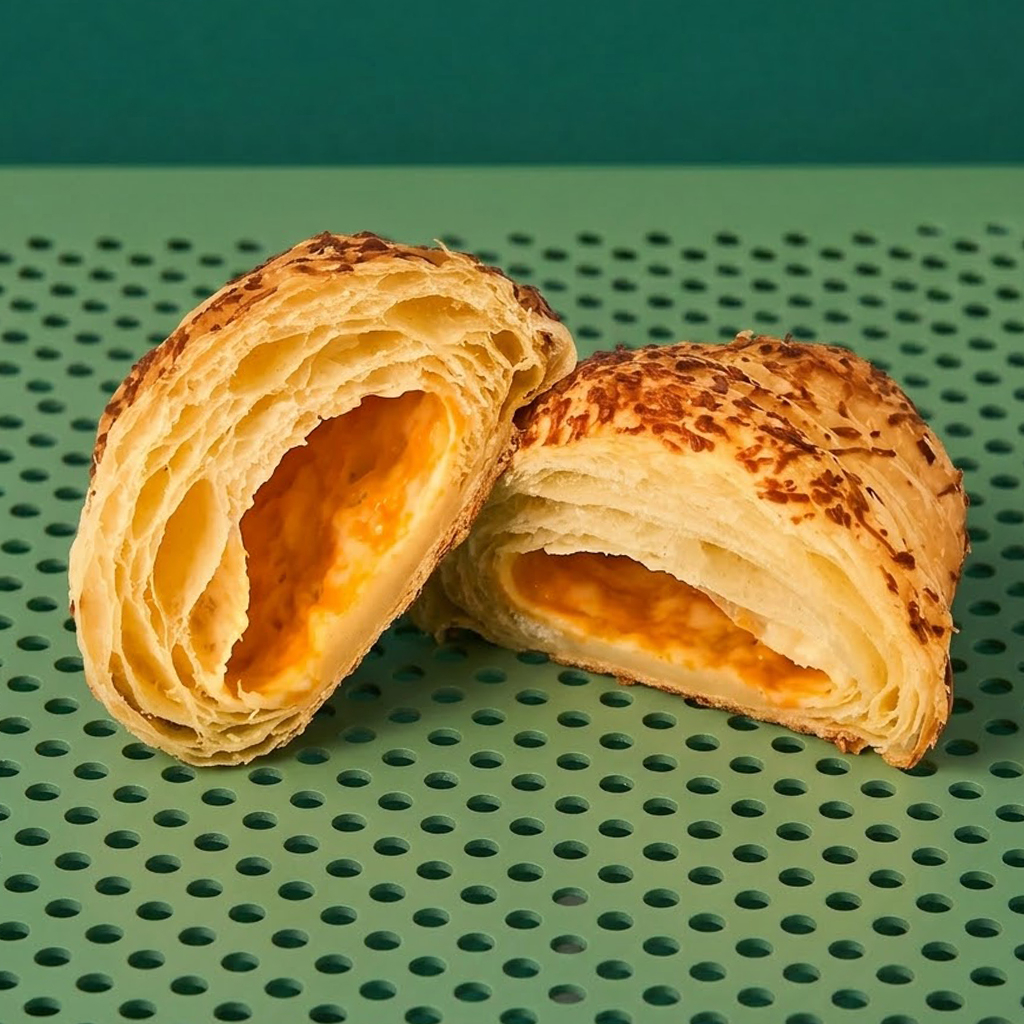 Croissant con masa madre, tres quesos
