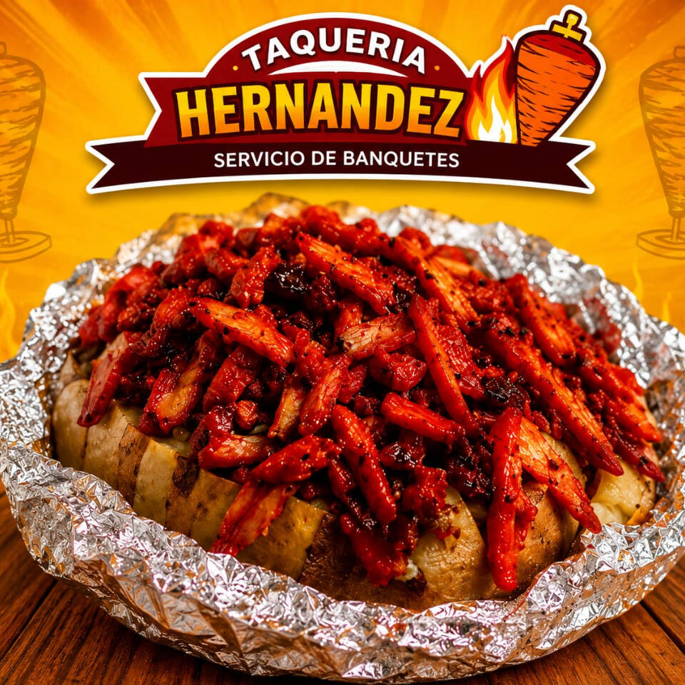 PAPA ASADA CON CARNE AL PASTOR