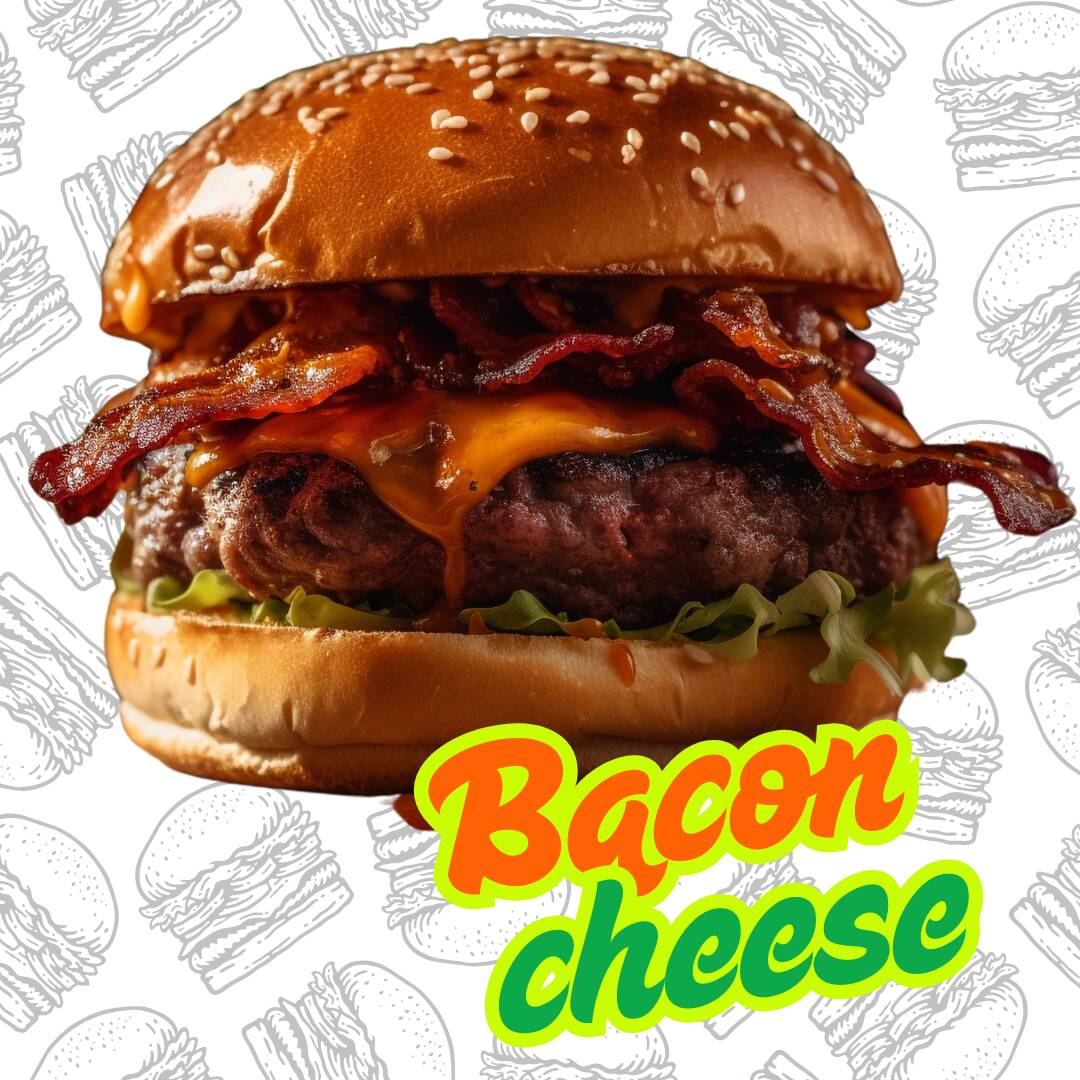 Hamburguesa Bacon Cheese 300gr , Papas y Chile Gue