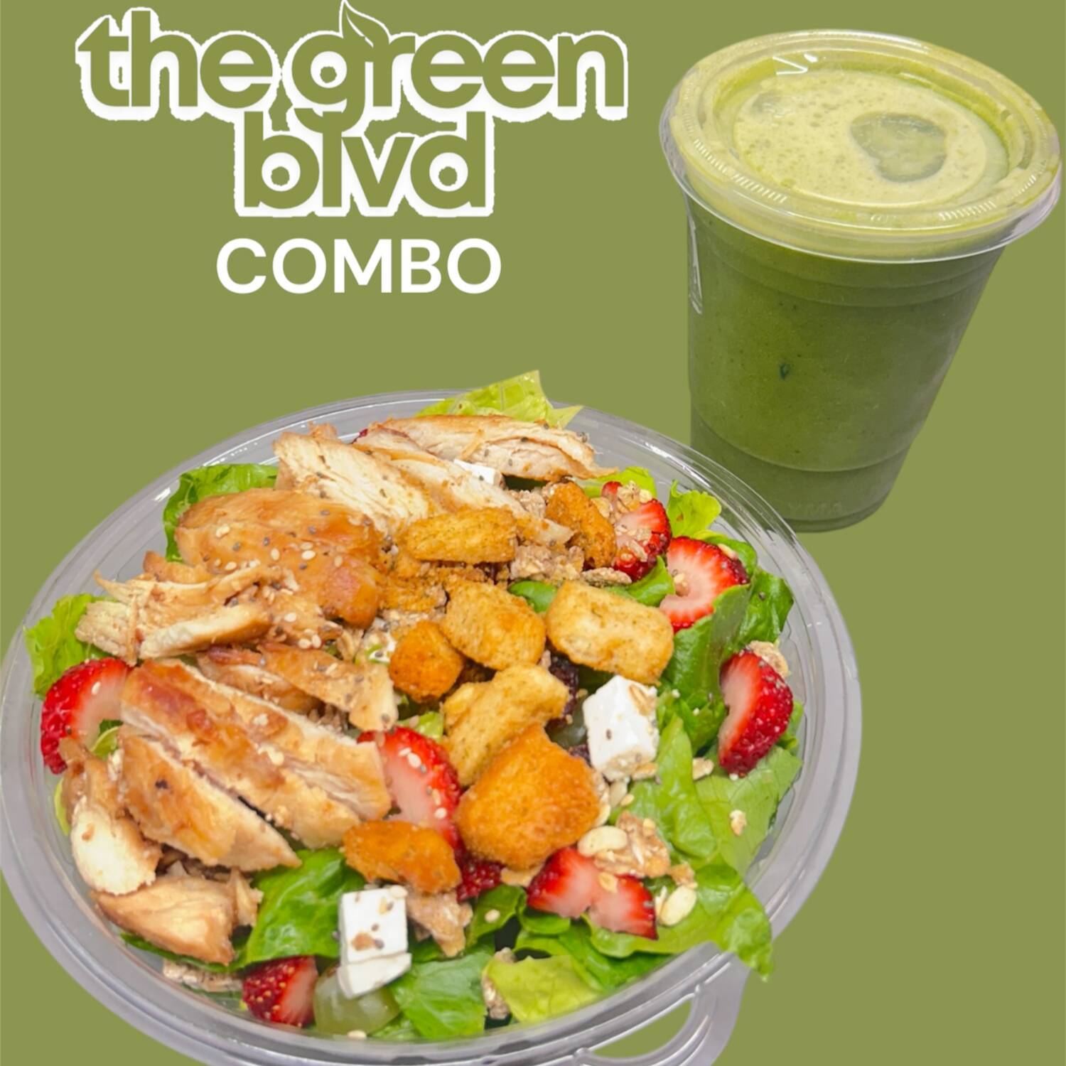 Ensalada Miami + Jugo Verde 500 ML.