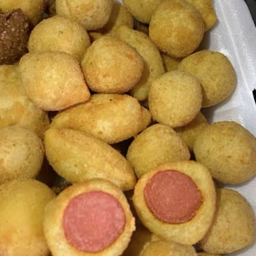 Sabores ; coxinha, kibe,carne,pizza,calabresa, queijo,queijo c/presunto e salsicha ( a promoção vai os Salgados que todos no estoque)