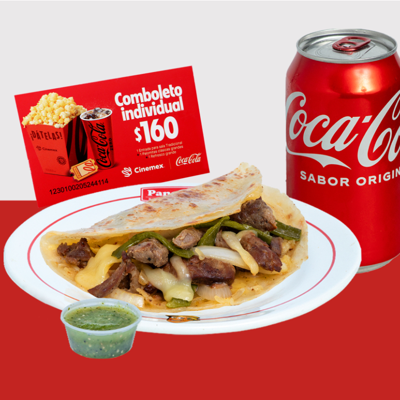 Combo coca cola-Quesadilla top sirloin + Cupón