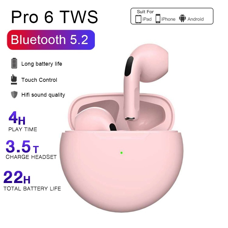 Audifonos Inalámbricos Air Pro 6 TWS Rosa