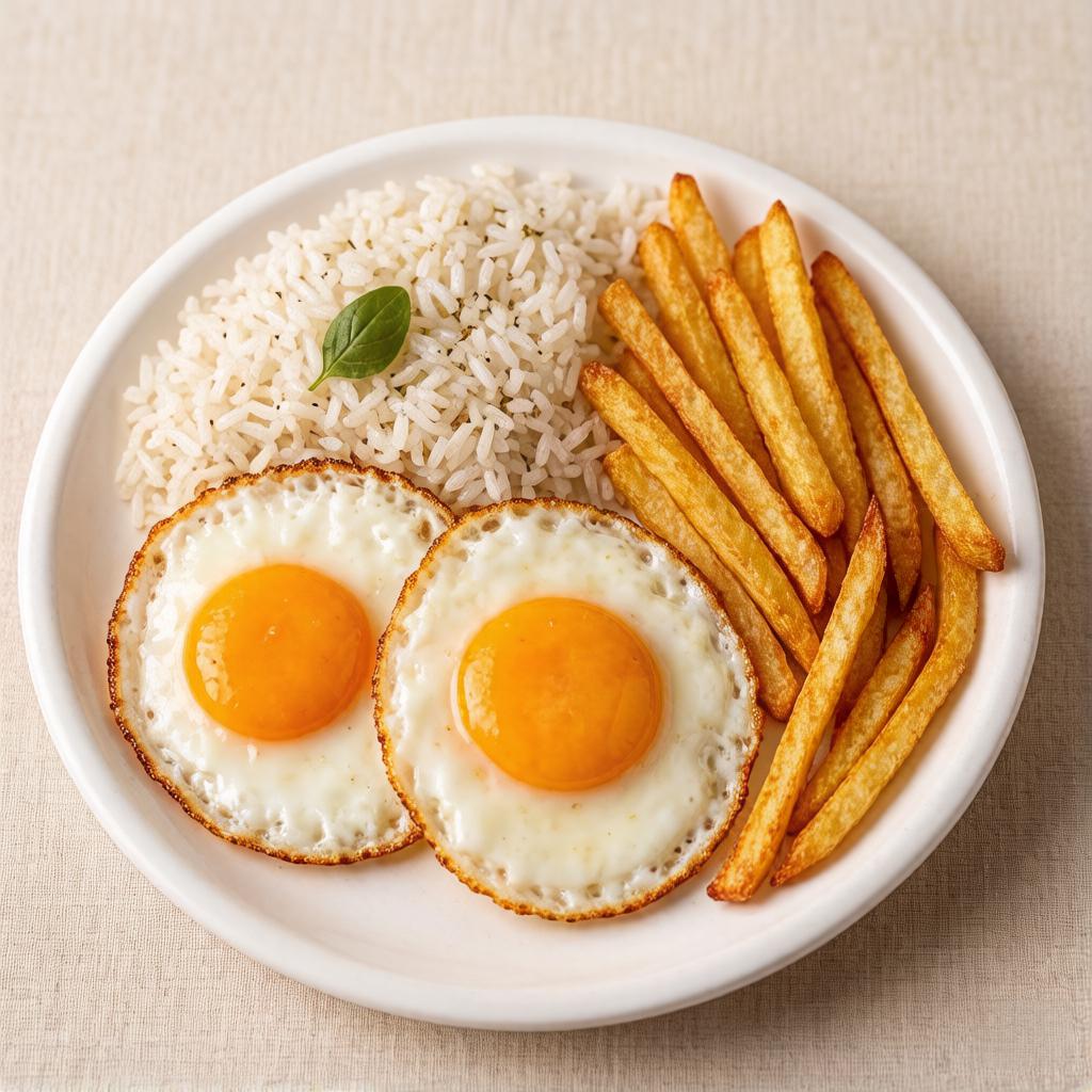 Confira a deliciosa Marmita com 2 Ovos Fritos, da categoria Marmitas.
Preparada com dois ovos fritos no ponto certo, acompanha arroz soltinho, feijão caseiro saboroso e um refogado do Dia (como couve, repolho ou outra opção especial). Para complementar, você escolhe entre batatas fritas crocantes, purê cremoso ou batata palha dourada.
Uma refeição completa, simples e irresistível — o verdadeiro sabor de comida feita com carinho.