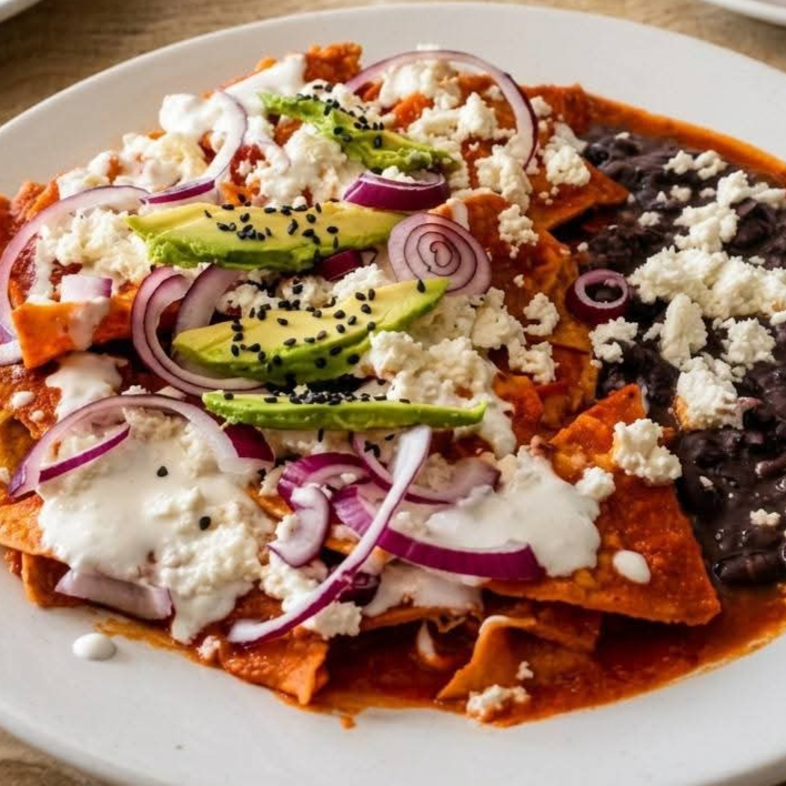 Chilaquiles Rojos con Cecina