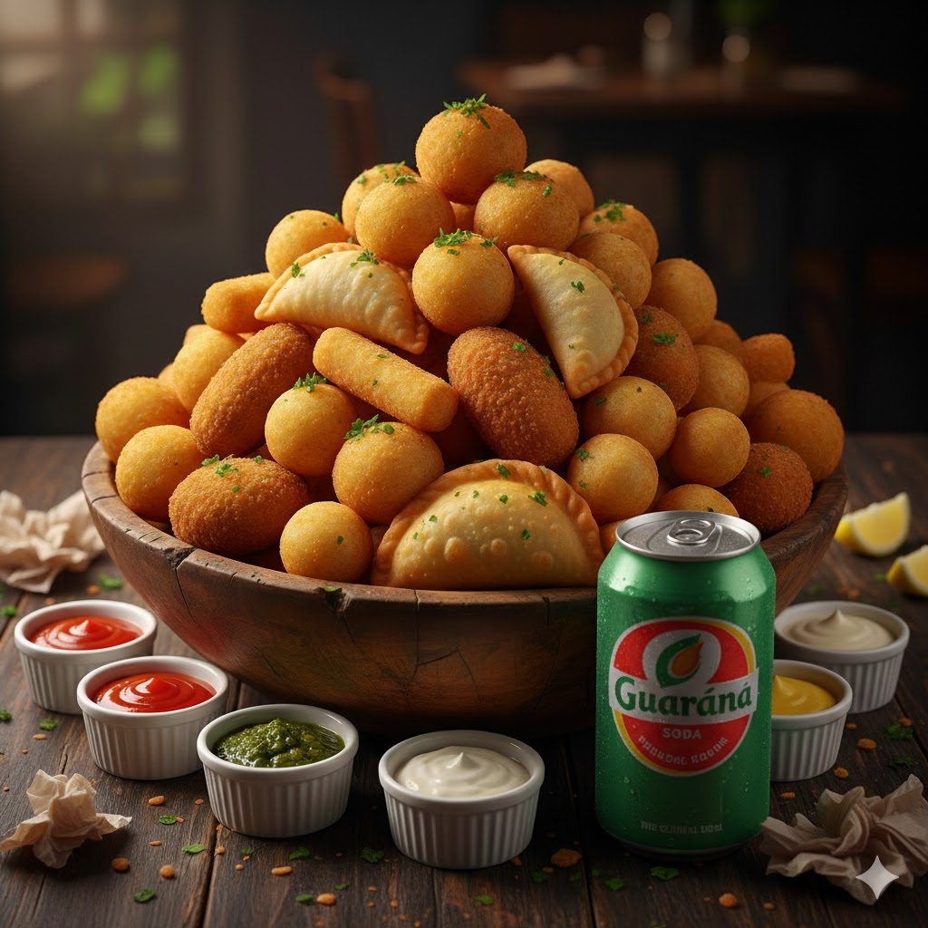 Este campeão de vendas é composto por 30 salgadinhos artesanais, cuidadosamente preparados com ingredientes de alta qualidade, garantindo um sabor incomparável e uma textura perfeitamente crocante. Acompanha 1 lata de refrigerante, proporcionando uma combinação perfeita de sabor e refrescância. Ideal para compartilhar momentos agradáveis com a família ou amigos. Desfrute desta deliciosa experiência gastronômica.