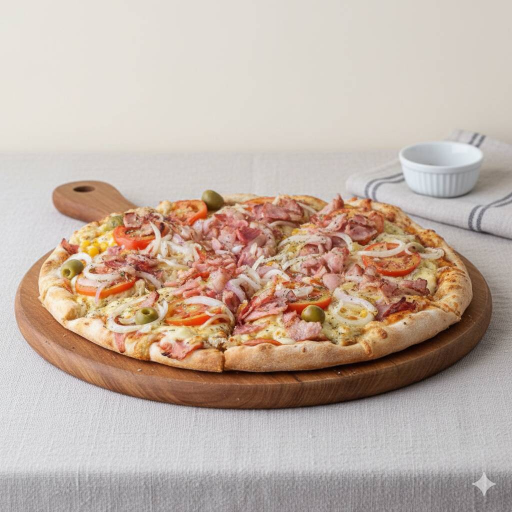 Presunto, rodelas de tomate com cobertura de mussarela