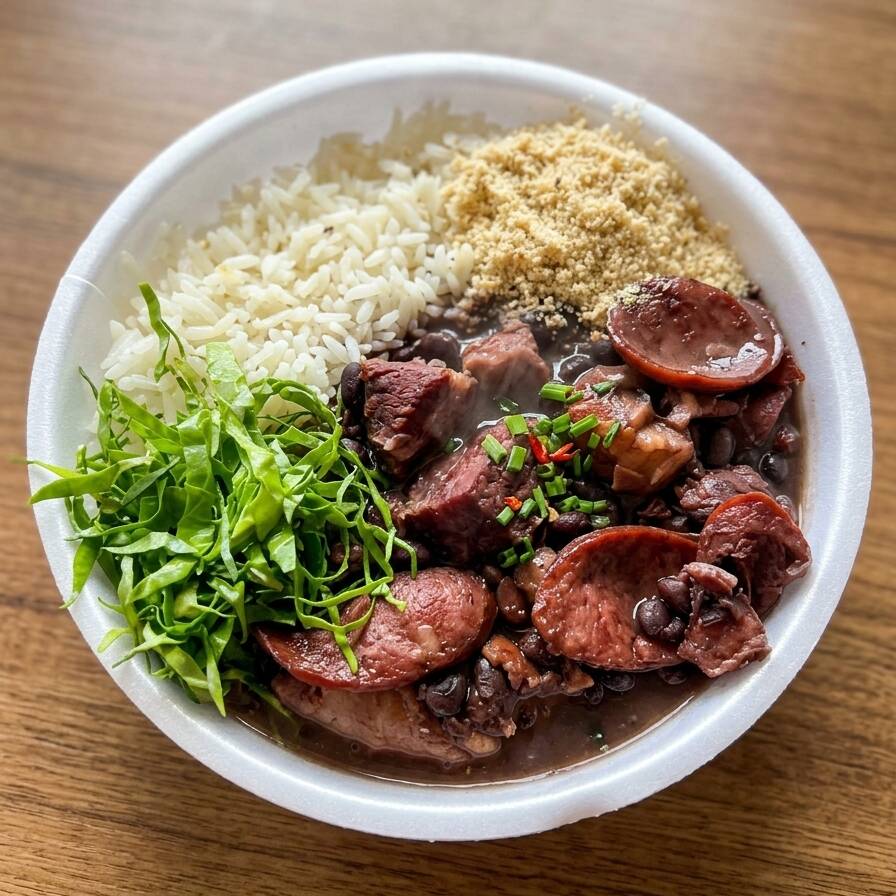 Feijoada magra Recheada saborosa, arroz soltinho, farofa, couve, sabor irresistível !