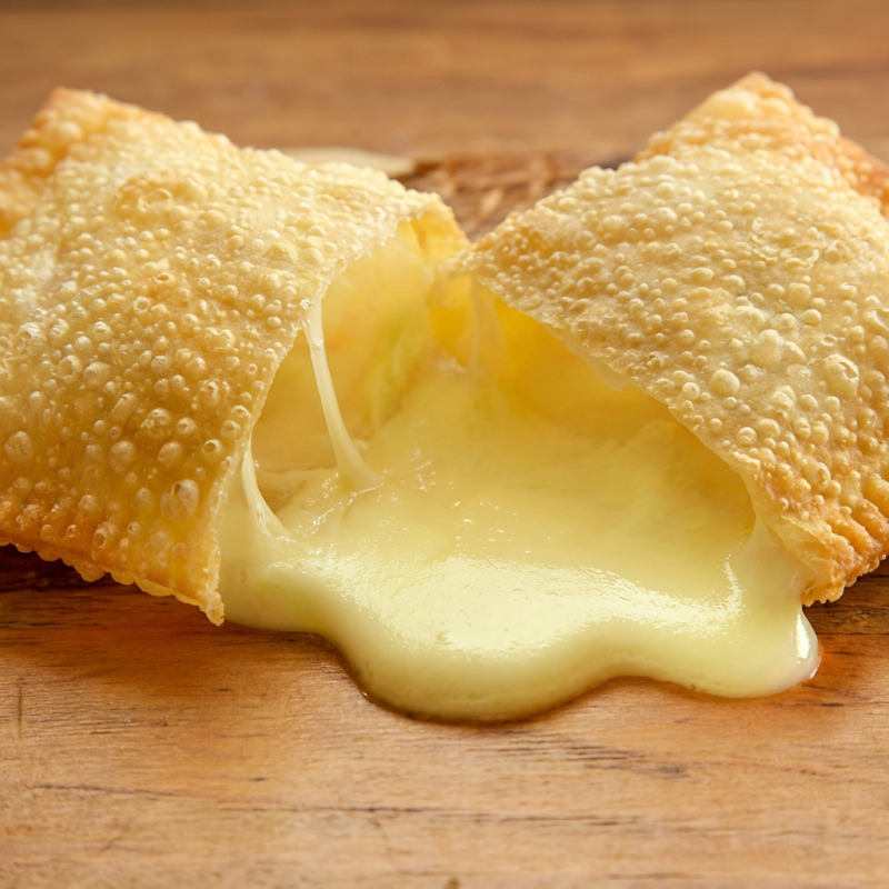 Pastel de Queijo Mussarela com massa sequinha e crocante. Obs: Não fazemos alterações de ingredientes.
