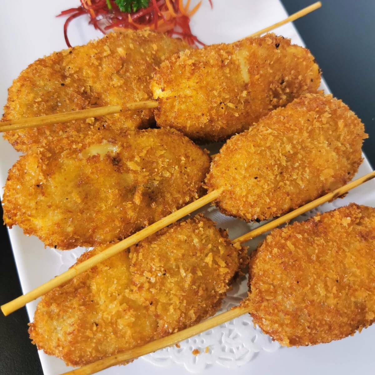 Kushiage de Plátano con Queso