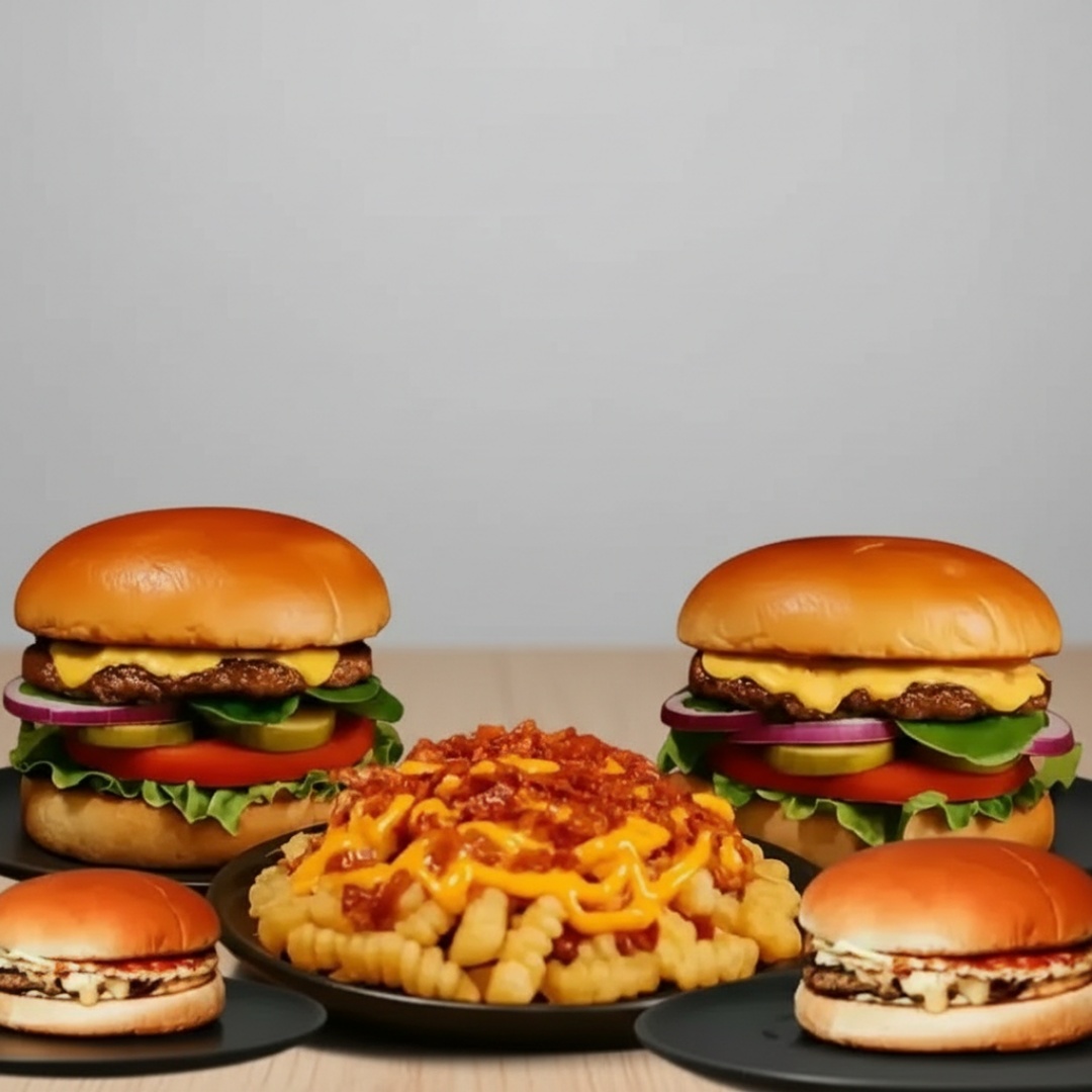 Uma caixa feita especialmente para a sua familia, contém 4 sanduiches sendo 1 bacon burguer, um salad burguer, 2 burguer (pão carne maionese e queijo) com uma super porção de batata frita com aquele cheddar e bacon super caprichados!