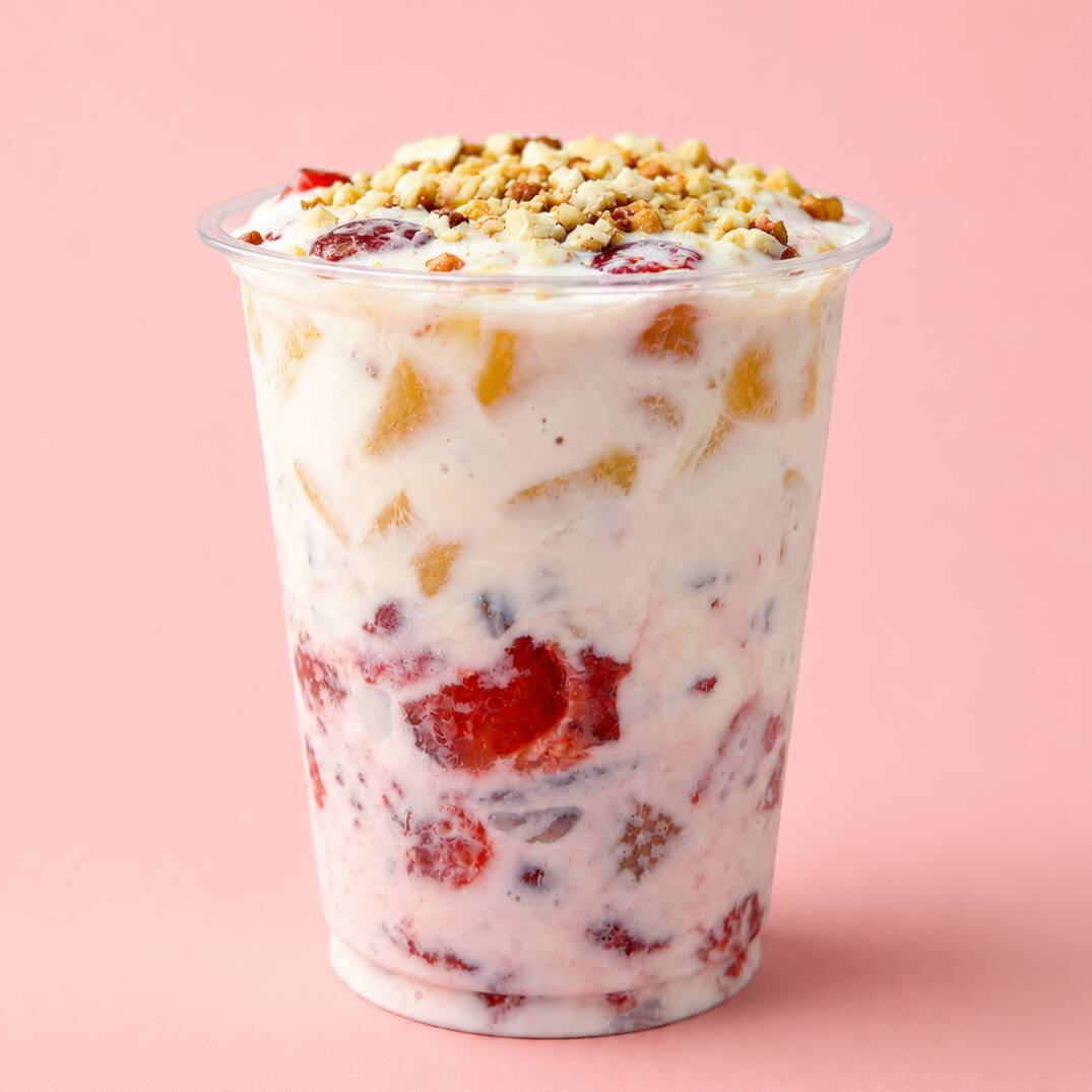 Fresas con Duraznos y Crema Grande