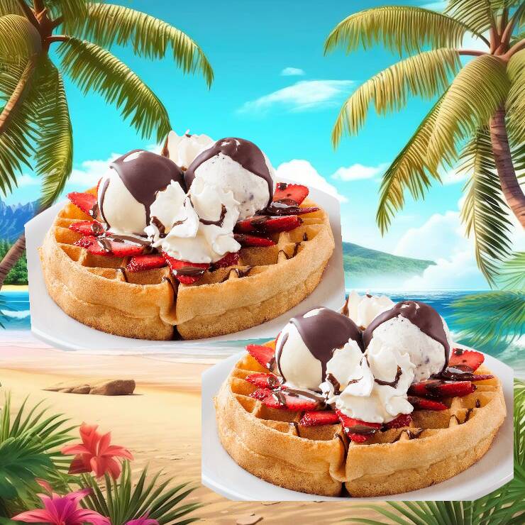 2 Wuaflles Con Helado