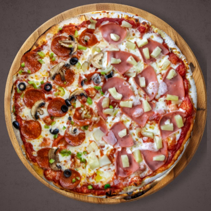 PIZZA MITAD Y MITAD DE ESPECIALIDADES
