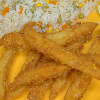 Tiras de Pescado con Arroz
