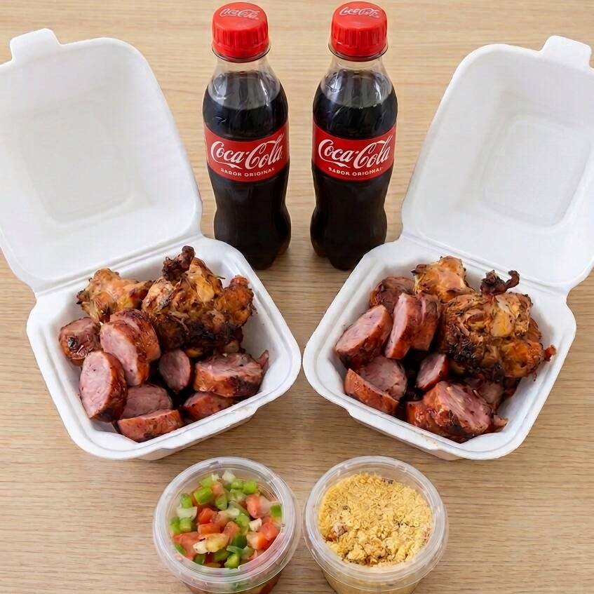 Combo de churrasco feito na brasa para 2 pessoa, perfeito para dividir e econômico!