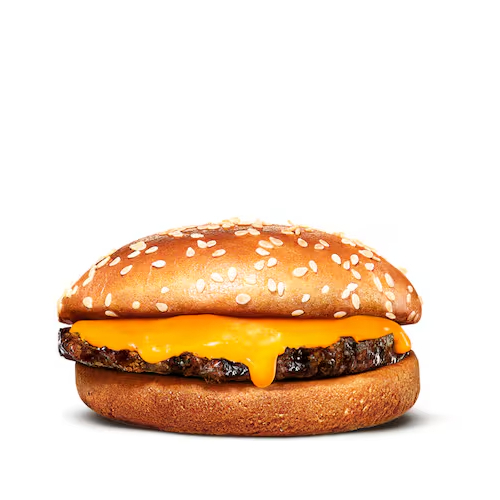 Pão fofinho com gergelim, hambúrguer de carne 100% bovina grelhada no fogo como churrasco e o novo molho cremoso sabor queijo cheddar