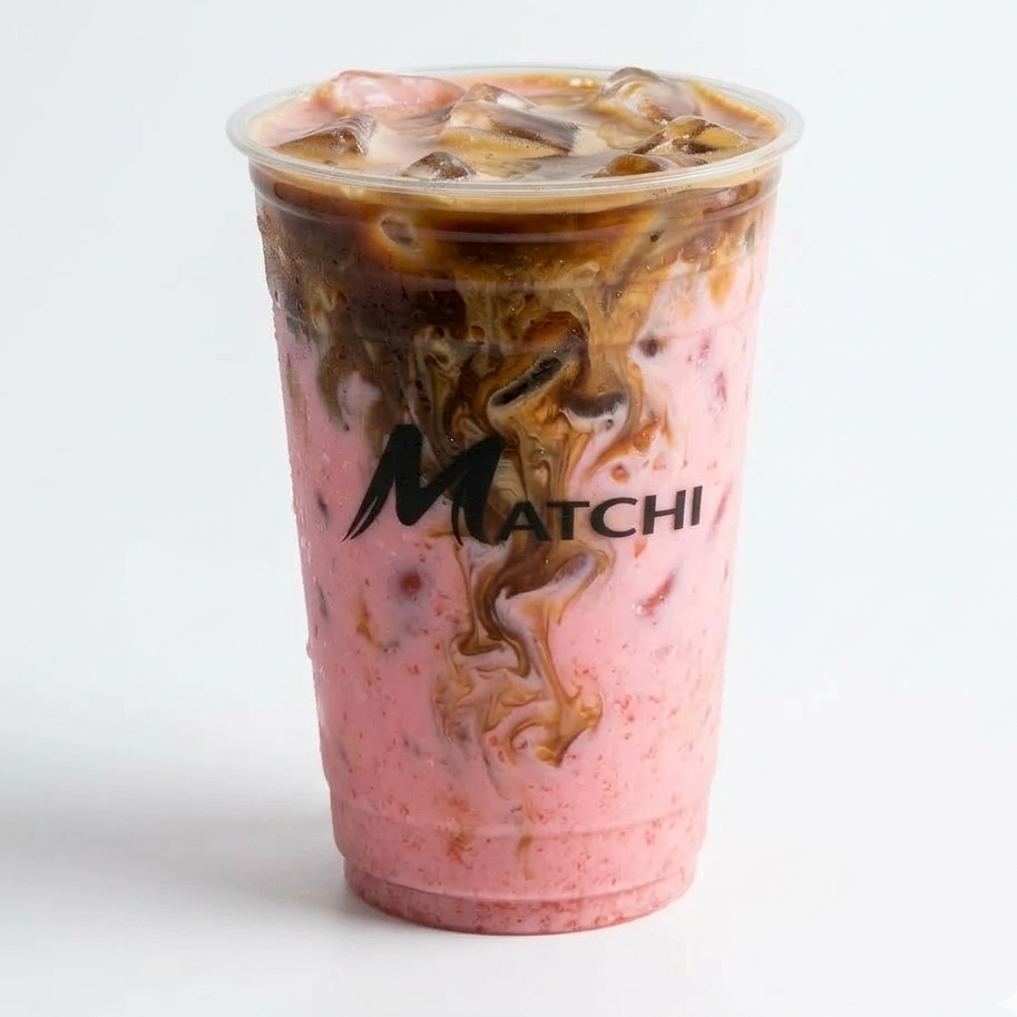 Strawberry Latte 16 Oz