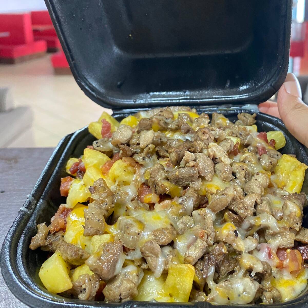 Papas a la francesa con carne- Chicas