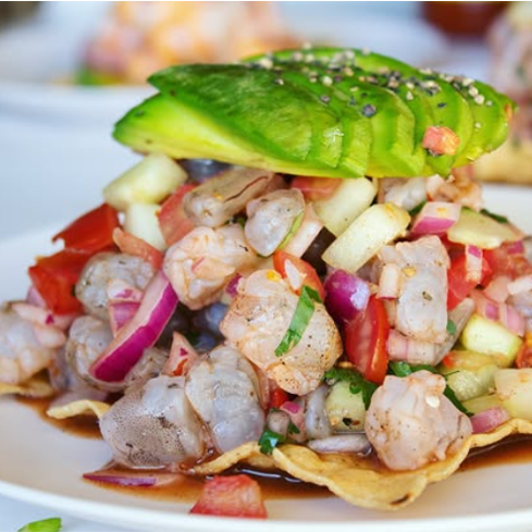 Tostada Camarones en Ceviche 3 pzs