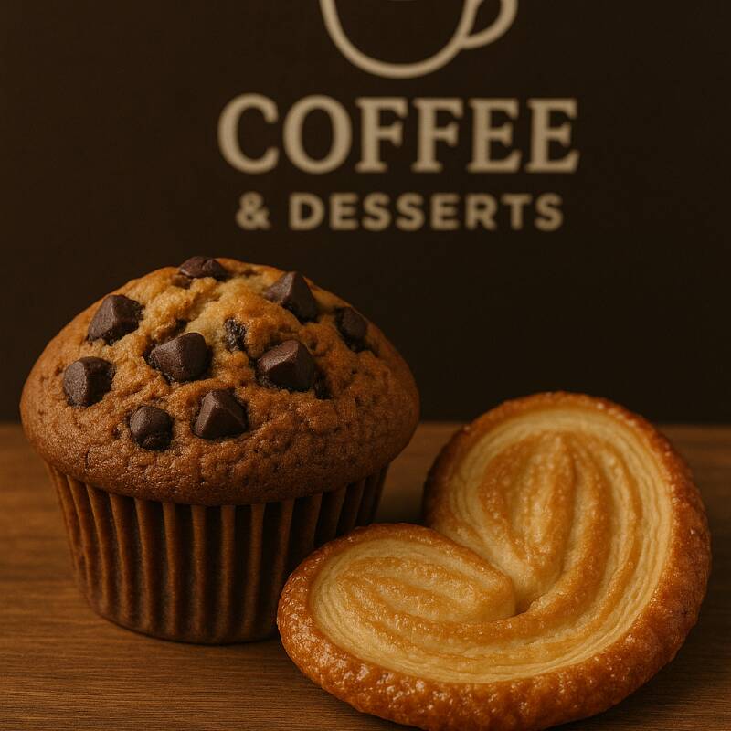 1 Oreja mantequilla y 1 muffin chispas chocolate