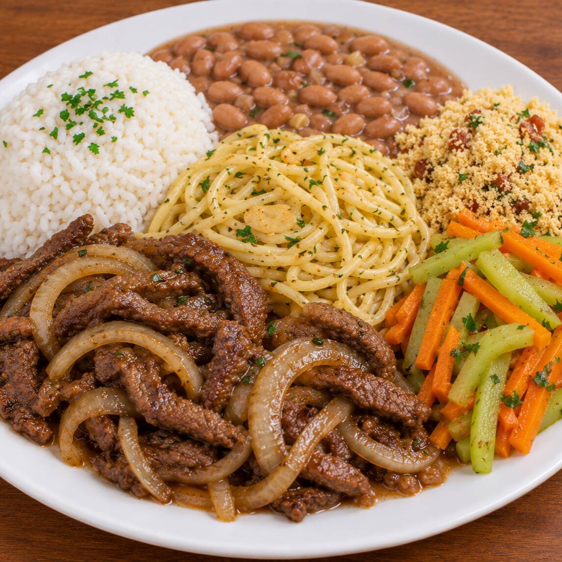 Deliciosa comida caseira preparada com carinho! Escolha os acompanhamentos. Uma refeição saborosa, fresquinha e bem servida! 😋