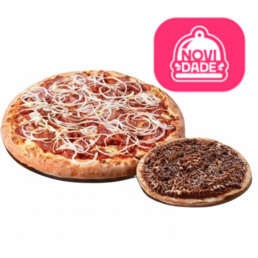 COMBO 1 PIZZA 1/2 MUSSARELA 1/2 CALABRESA + BROTO DE BRIGADEIRO