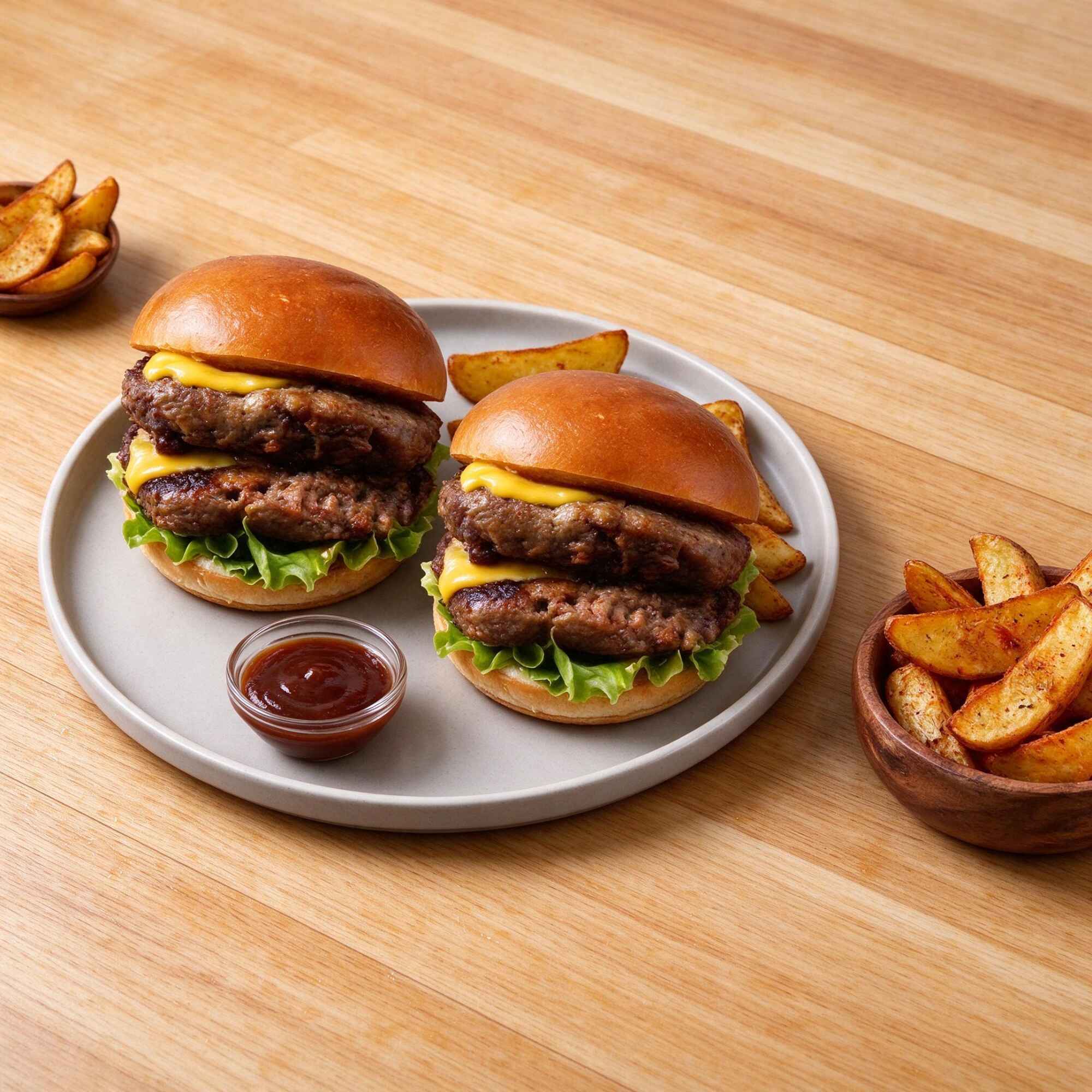 2 Hamburguesas Doble + 2 Papas
