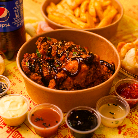 Alitas Orientales + Papas fritas