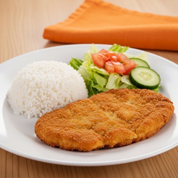 Milanesa con Arroz y Ensalada