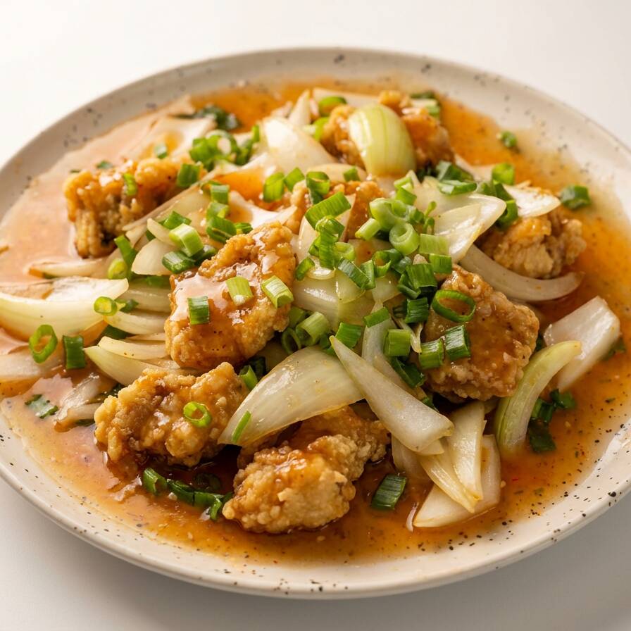 Peixe ao Molho com Cebola e Cebolinha