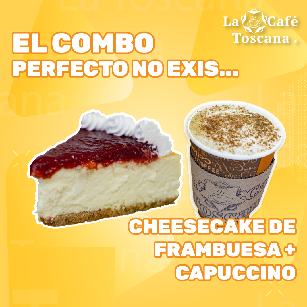 Combo Cappuccino + Cheescake de Frambuesa