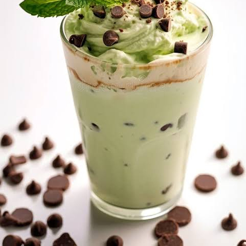 Frappé macha con chispas de chocolate 🍫