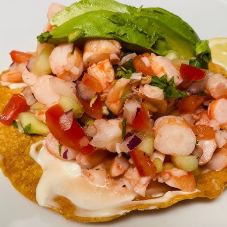Tostada de Ceviche de Camarón