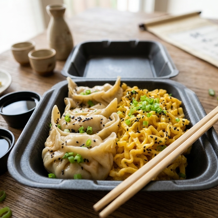 4 Dumplings de Carne de Puerco y Ramen
