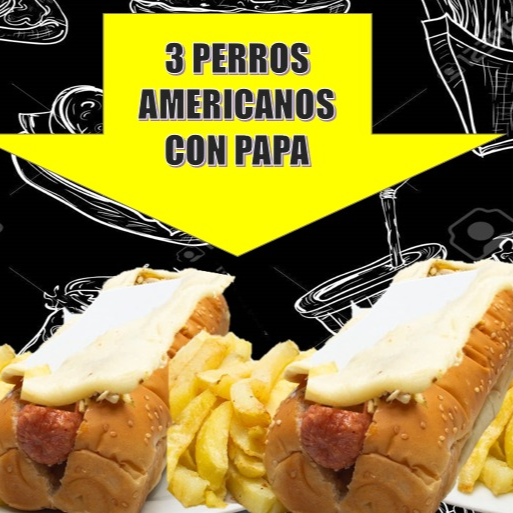 3 perros americanos con papas