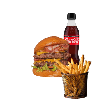 1 Hamburguesa de Res + Papas + Coca cola🔥