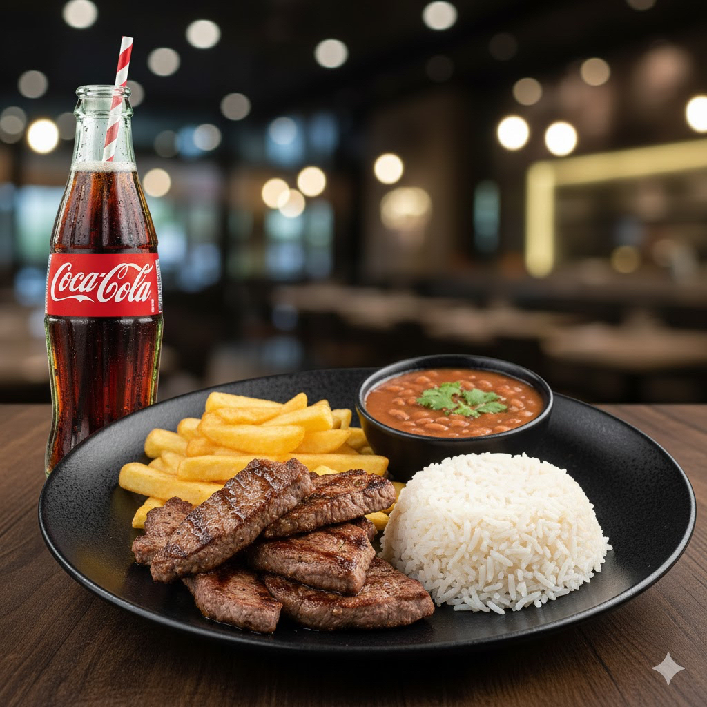 Coca cola 200ml + Iscas de Alcatra Suculenta com Batata Frita
