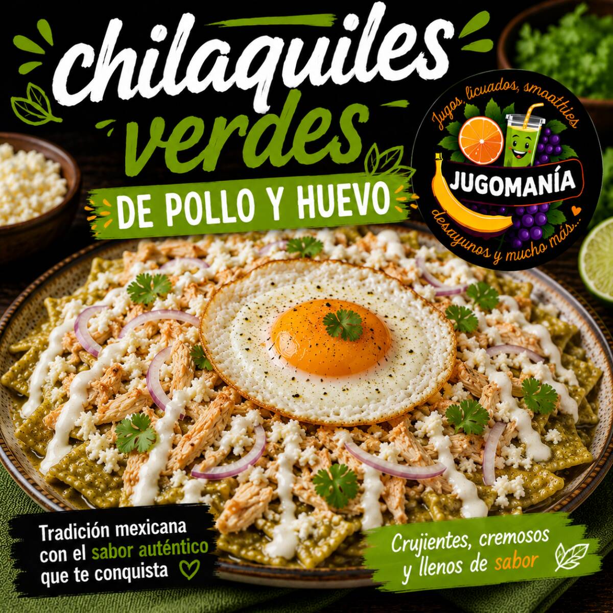Chilaquiles Mixtos Pollo y Huevo Salsa Verde