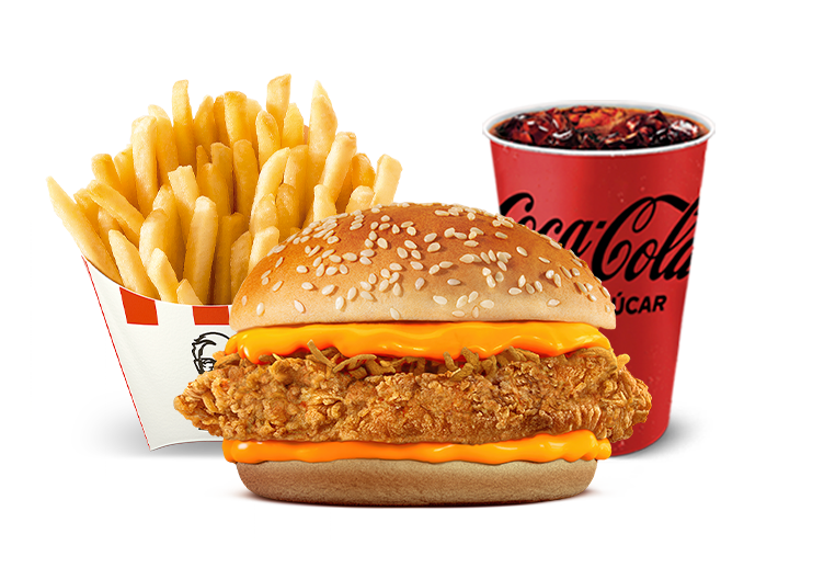 1 Double Crunch Cheddar + Batata Média + Bebida