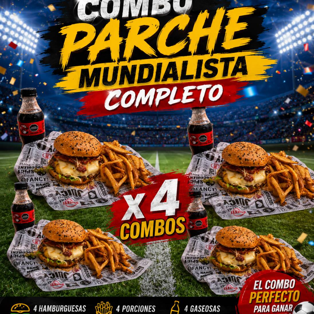 Combo Mundial a La Fija🍔 x4
