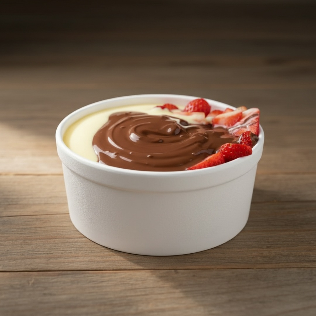 MORANGO, CREME NINHO E CREME DE FERRERO POR CIMA. LEITE CONDENSADO E LEITE EM PÓ POR BAIXO.