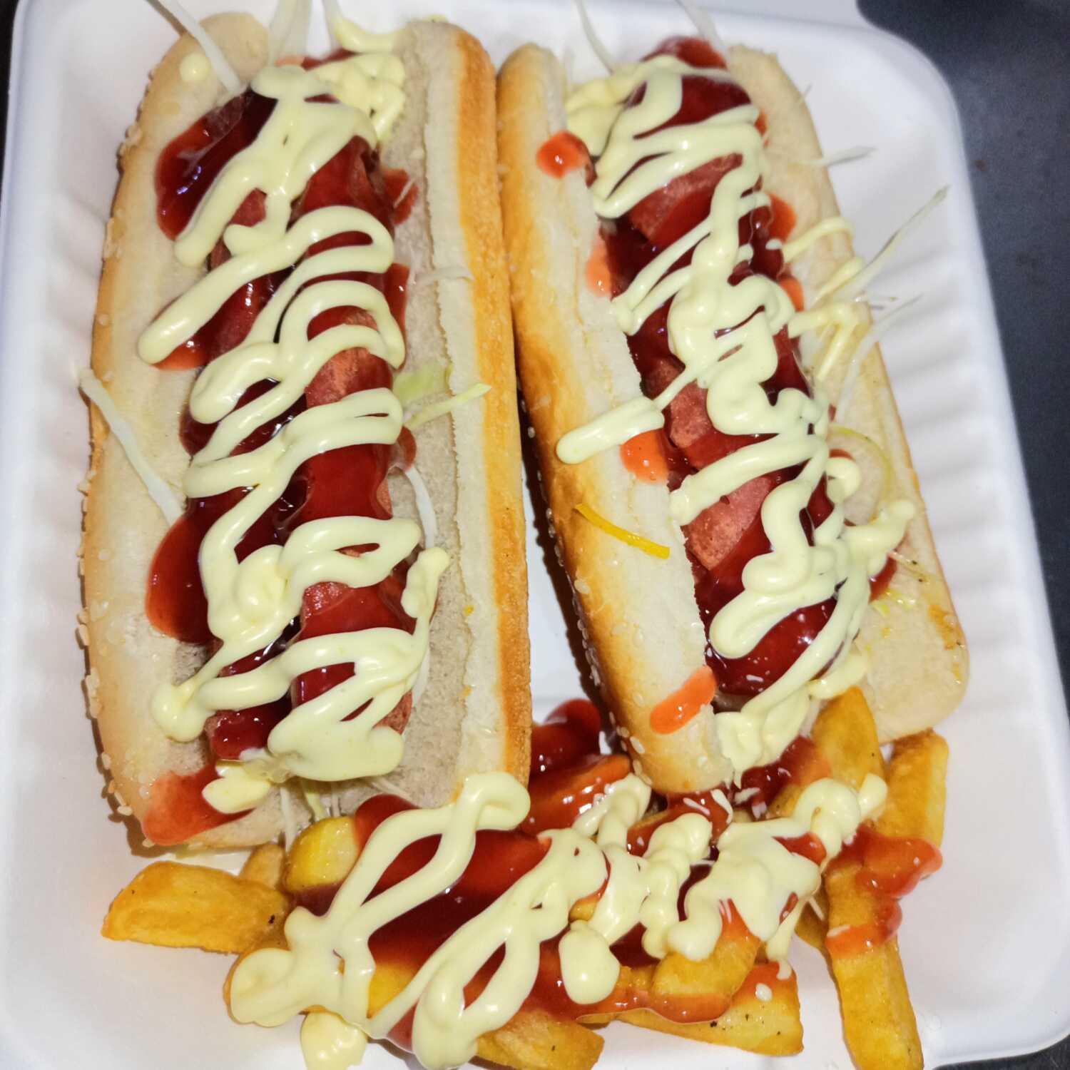 7# 2perros caliente +papas fritas +gaseosa 250ml