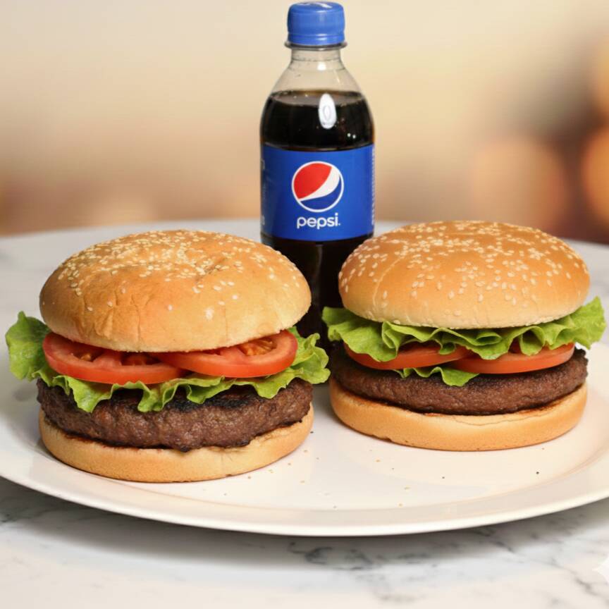 2 Hamburguesas + PEPSI 355ml
