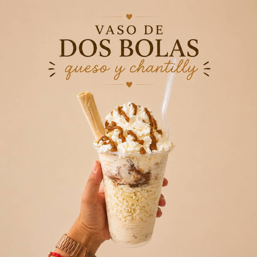 Vaso con Helado, Queso y Chantilly